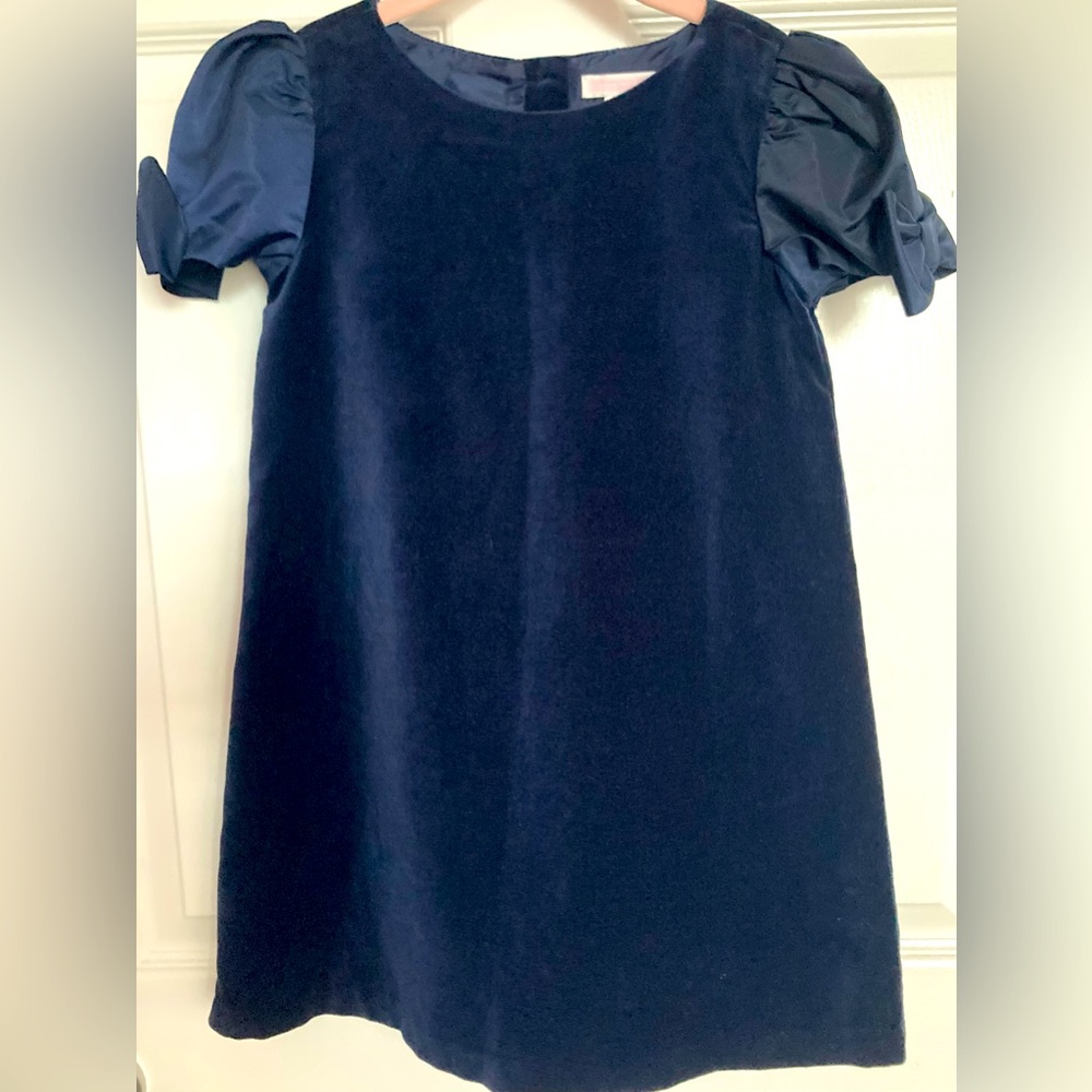 Janie and Jack Bow Velveteen Dress, Sapphire Sweet, size 6